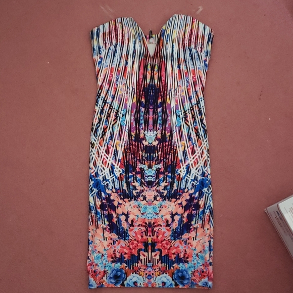 Tie Dyed Multicolor Strapless Bodycon Maxi Dresses main image 1